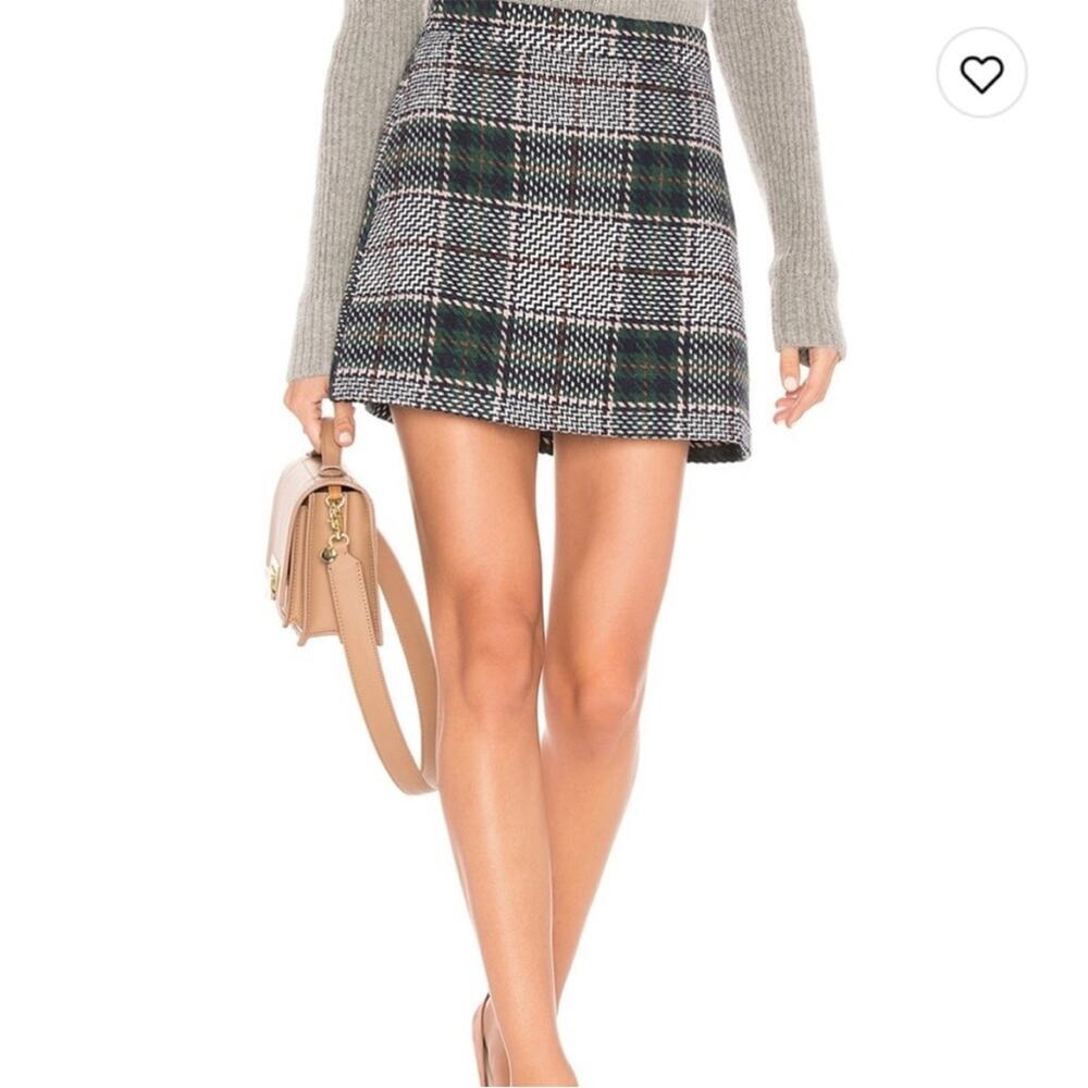 Anthropologie Plaid Mini Skirt - Black, White, Green